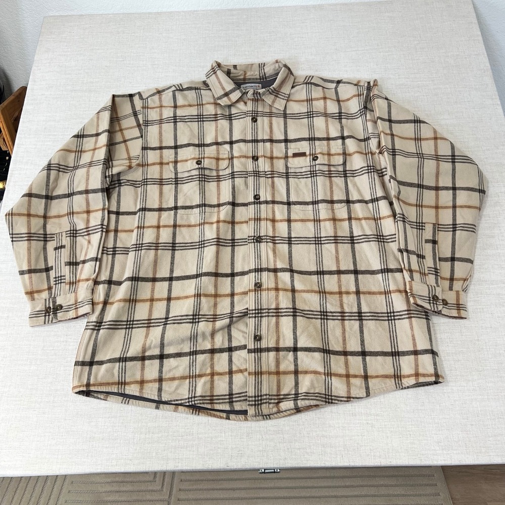 Carhartt Thermal Lined Flannel Shirt Mens XXL Plaid Work Shirt EUC